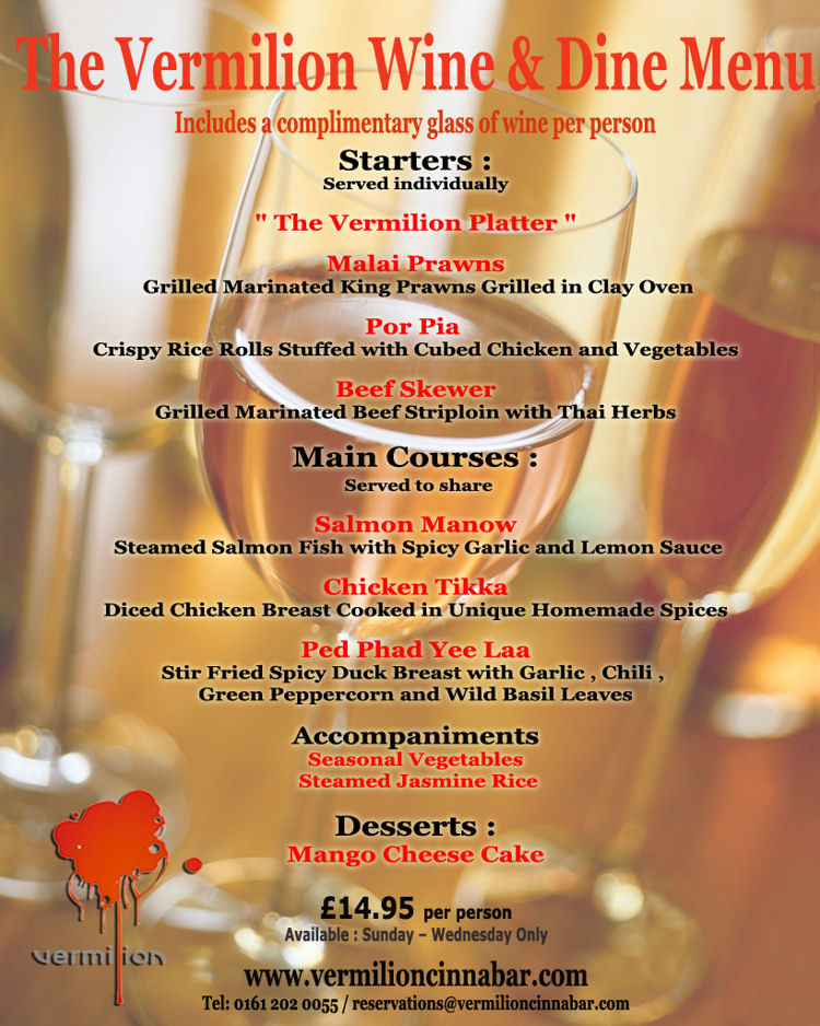 Vermilion Restaurant Manchester