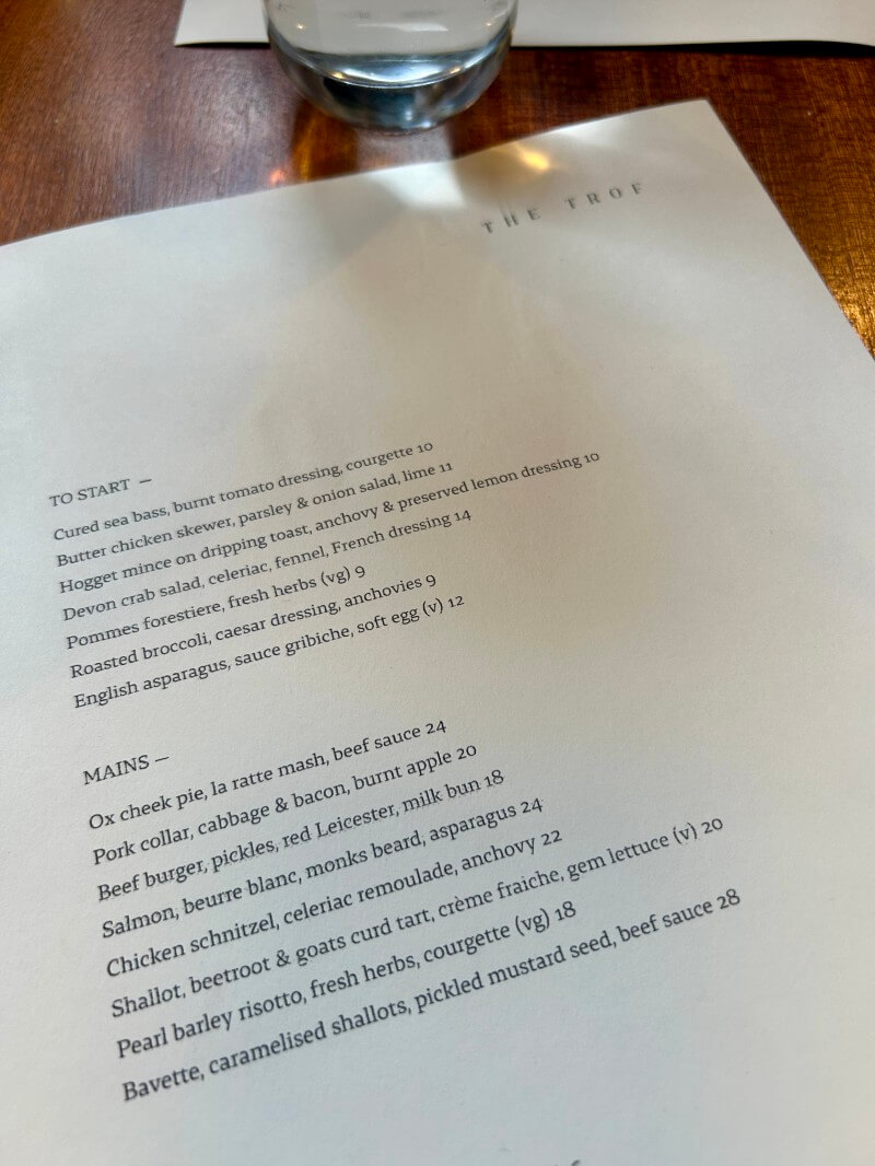 The Trof - Menu Launch May 2026