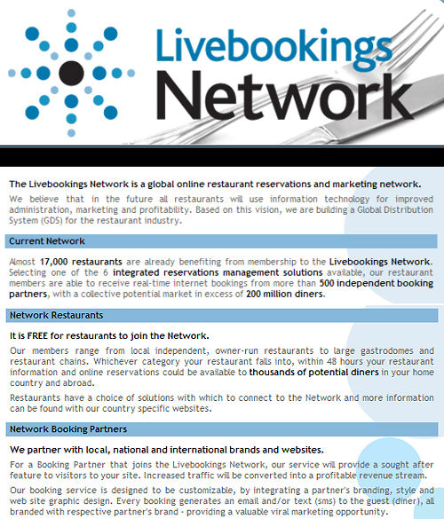 Get you restaurant listed on Livebookings